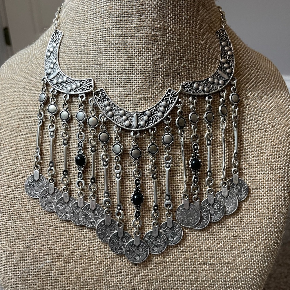 FREE PEOPLE NECKLACE W/COINS CHAIN LINK